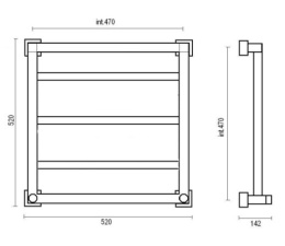 Фото Полотенцесушитель водяной Margaroli Quadri 711/3 711/34704CRN, высота 52 см, ширина 52 см, хром