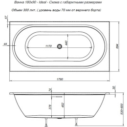 Акриловая ванна 180x90 Aquanet (00242514), прямоугольная