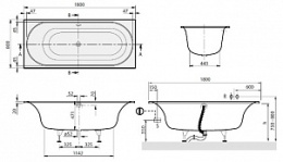 Фото Акриловая ванна 180x80 Villeroy&Boch (BQ180CEU2V-01), Гидромассаж: нет