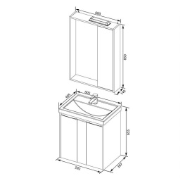 Мебель для ванной Aquanet Клио 60 дуб кантри/белый