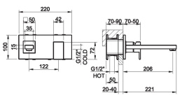 Фото Смеситель для раковины Gessi Rettangolo (44836#031) хром