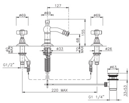 Фото Смеситель Nicolazzi Tradizionale 1415BZ78 для биде, бронза/P.M.Blanc