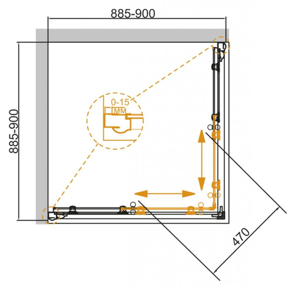 Фото Душевая перегородка Cezares Liberta-L-1-140-C-Nero 140 x 195 см, стекло прозрачное, профиль черный