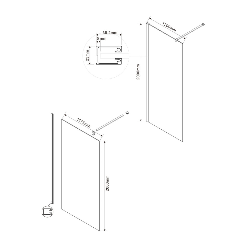 Душевая перегородка Vincea Walk in (VSW-1H120CGB) черный матовый