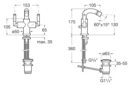 Смеситель для биде Roca Loft (5A6051C00) хром