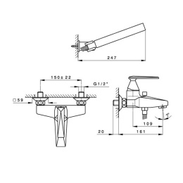 Смеситель Nicolazzi Vincent 3001CR35 для ванны с душевым комплектом
