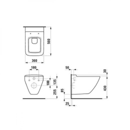 Инсталляция Laufen с безободковым унитазом Laufen Palace New 8.2070.6.000.000.1, сиденье микролифт к