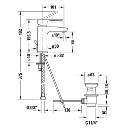 Смеситель для раковины Duravit B.1 B11010001010, хром