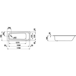 Стальная ванна Laufen Pro 170х70 2.2495.0.000.040.1 без ручек
