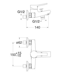 Cristina Euromade EM10751 Смеситель для ванны