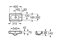 Раковина 45 см Roca Meridian (327248000) белый