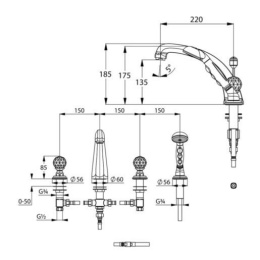Смеситель на борт ванны Kludi Adlon (5152405G5)