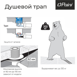 Фото Душевой трап с решеткой Paini 320XN хром