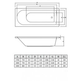 Акриловая ванна 170x75 C-Bath (CBQ009001)