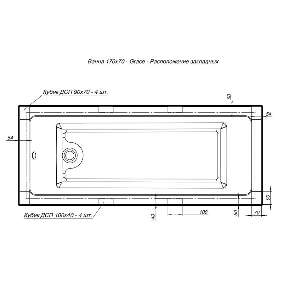 Акриловая ванна 170x70 Aquanet Grace (00312653) Белый