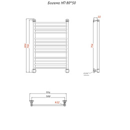 Полотенцесушитель Тругор  Богема НП 80*50 (ЛЦ20) (Богема/нп8050)
