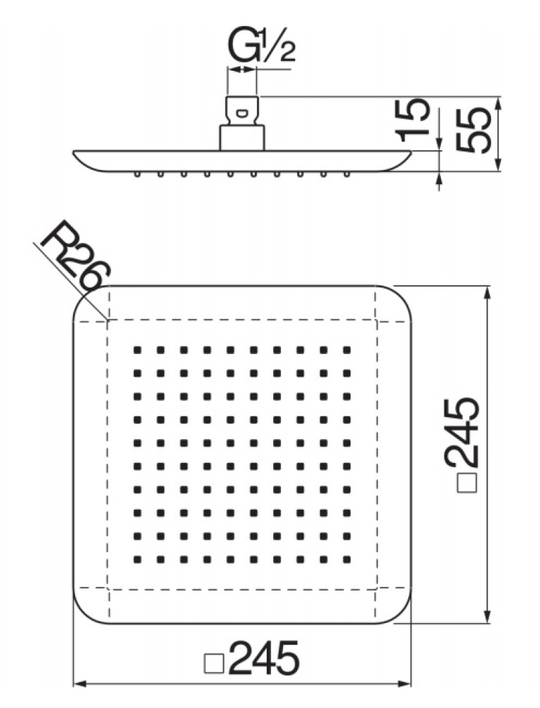Nobili Rubinetterie AD139/122CR Верхний душ 245х245 мм