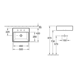 Раковина 513550R2 VILLEROY&BOCH Memento, 500х420 мм