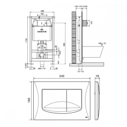 Инсталляция OLI 74 ,мех.+Панель слива RIVER DUAL пластик хр.гл. 09262 OLM