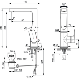 Смеситель для раковины Ideal Standard EDGE A7110AA