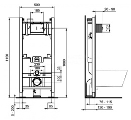 Инсталляция Ideal Standard Prosys 2.0 для подвесного унитаза, кнопка хром, R0464AA