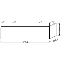 JacobDelafonTerrace EB1189-274+EXA112-00 Комплект тумба 150*49см, цвет черный лак + двойная раковина