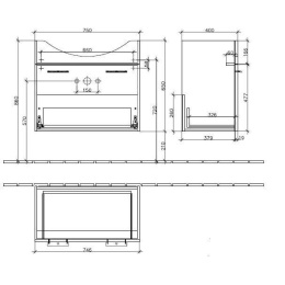 Тумба под умывальник A282N1BM VILLEROY&BOCH Central Line, 750 x 650 x 400 мм