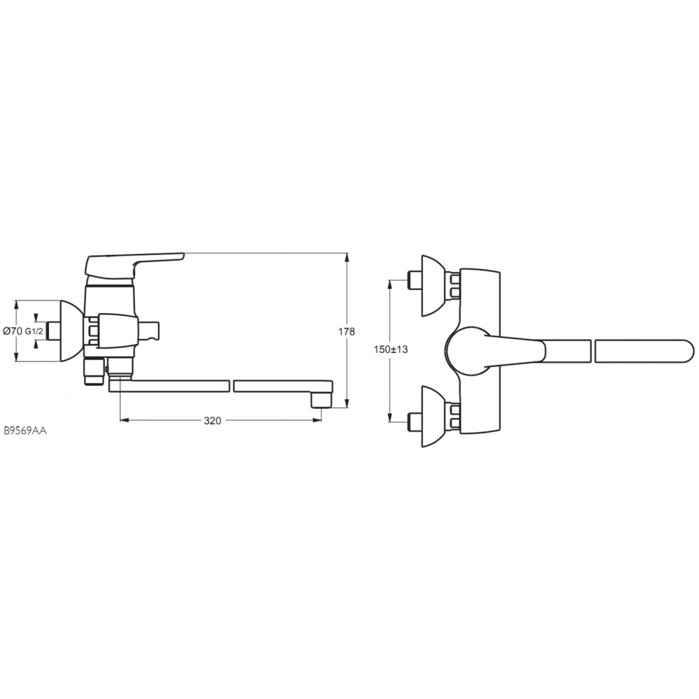 Смеситель Ideal Standard Cerasprint 2012 B9569AA для ванны