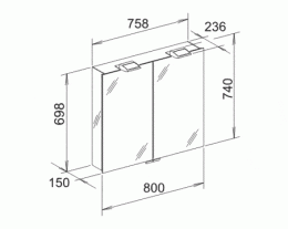 Фото Зеркальный шкаф Keuco Royal 35 13502176302, алюминий