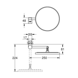 Косметическое зеркало с увеличением в 7 раз Grohe Selection 41077000, хром