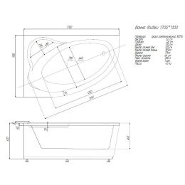 Акриловая ванна 170x110 Aquatek (FID170-0000003), асимметричная