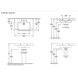 Раковина 100 см Villeroy&Boch Sentique (5142A001) альпийский белый