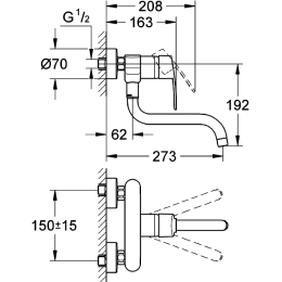 Grohe Eurostyle Cosmopolitan 33982002 Смеситель для кухни, настенный