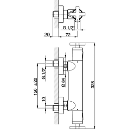 Фото Термостат для душа Cisal Barcelona Quad BQT0101021, хром