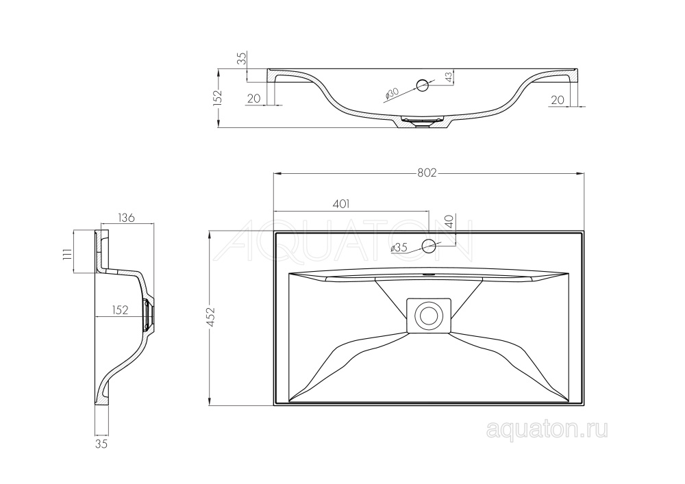 Фото Раковина Aquaton Айрис M 800 белая 1A73263KAG010
