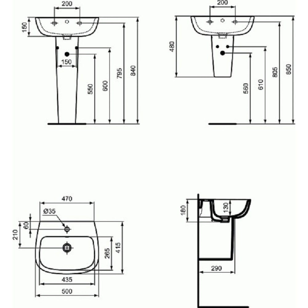Полупьедестал под раковину Ideal Standard Esedra T282901