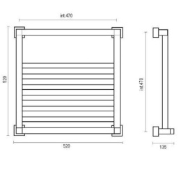 Фото Полотенцесушитель водяной Margaroli Quadri 710-6 7105206CRN, высота 52 см, ширина 52 см, хром