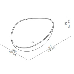 Agape Drop AVAS1097ZL Ванна отдельностоящая 195x129x57.5 см, цвет: белый/светло-серый