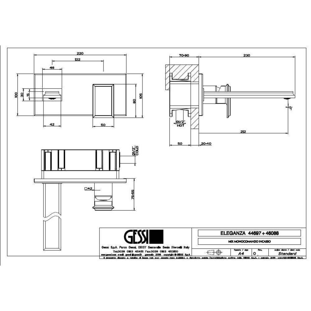 Внешние части для смесителя Gessi Eleganza (46088#031) хром