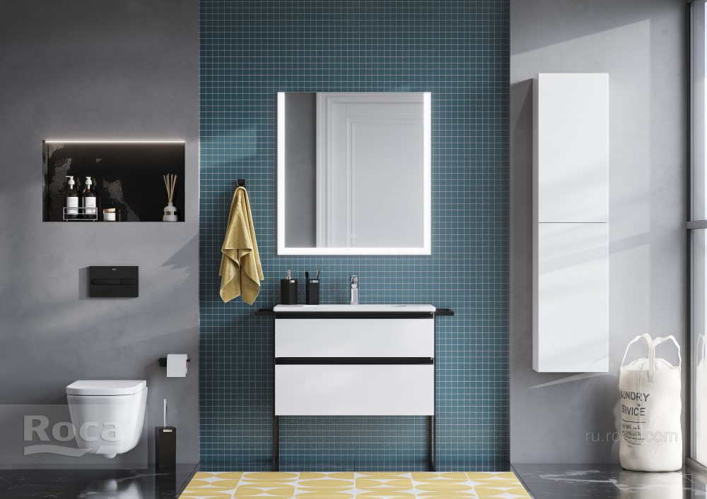 Фото Тумба под раковину Roca Domi (A857459806) белый глянцевый