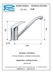 Смеситель Remer для кухни RR G40 2