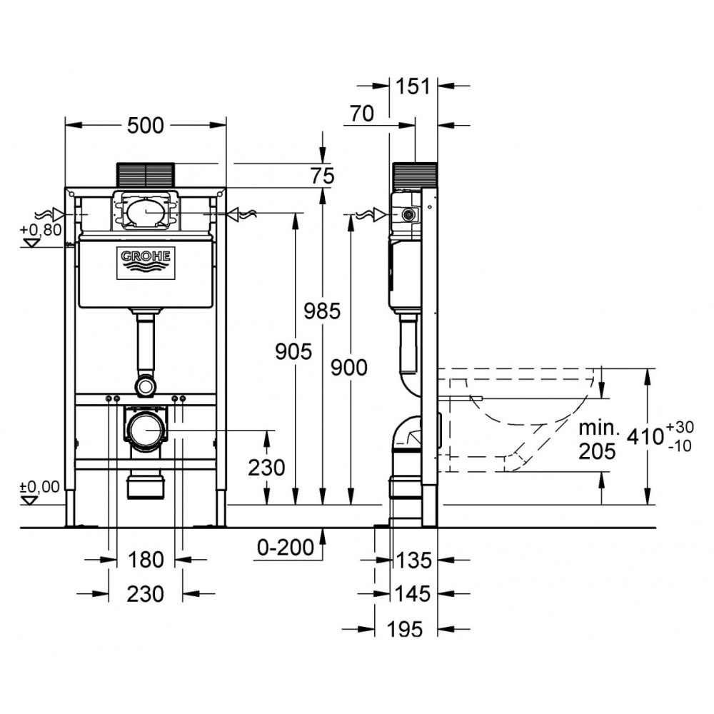 Инсталляция для унитаза Grohe Rapid SL 38586001