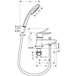 Смеситель для ванны и душа Hansgrohe Metris (31422000) хром