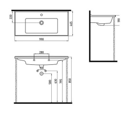 Раковины Раковина Bien Neptun NPLK10001FD1W3000 100 x 46.5 x 19 см мебельная, белый