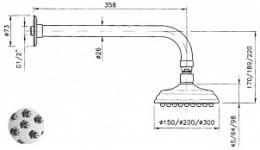 Верхний душ Nicolazzi Classic 5703 BZ 20, d-200 мм, 1 режим струи, с держателем, бронза