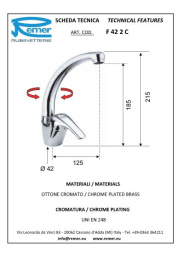 Смеситель Remer для кухни RR F42 2 C (укороченный)