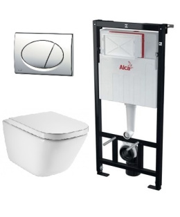 Инсталляция Alcaplast с безободковым унитазом Roca Gap Clean Rim 34647L000, сиденье микролифт, компл