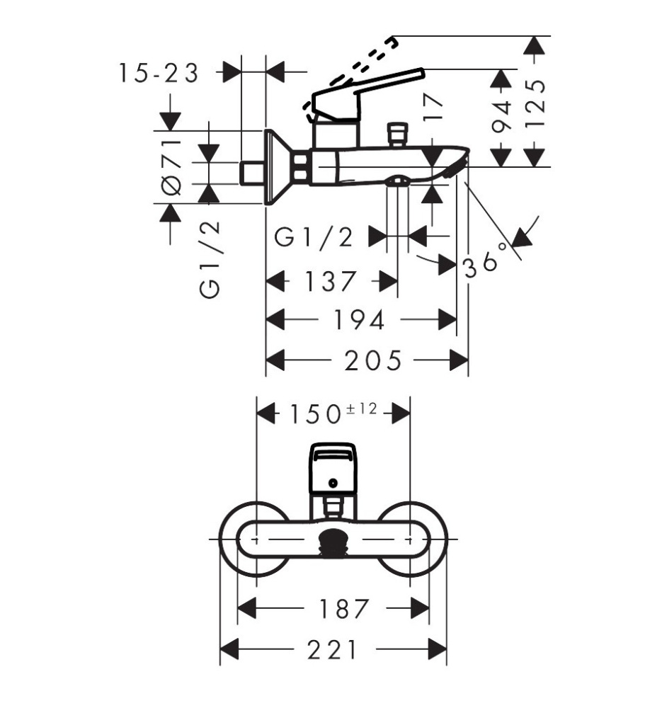 Фото Смеситель для ванны 71244000 Hansgrohe Logis Loop (хром)