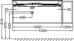 Тумба под раковину Jacob Delafon Nouvelle Vague 120 см, EB3034-G1C, 3 ящика, с выступом, цвет - белы