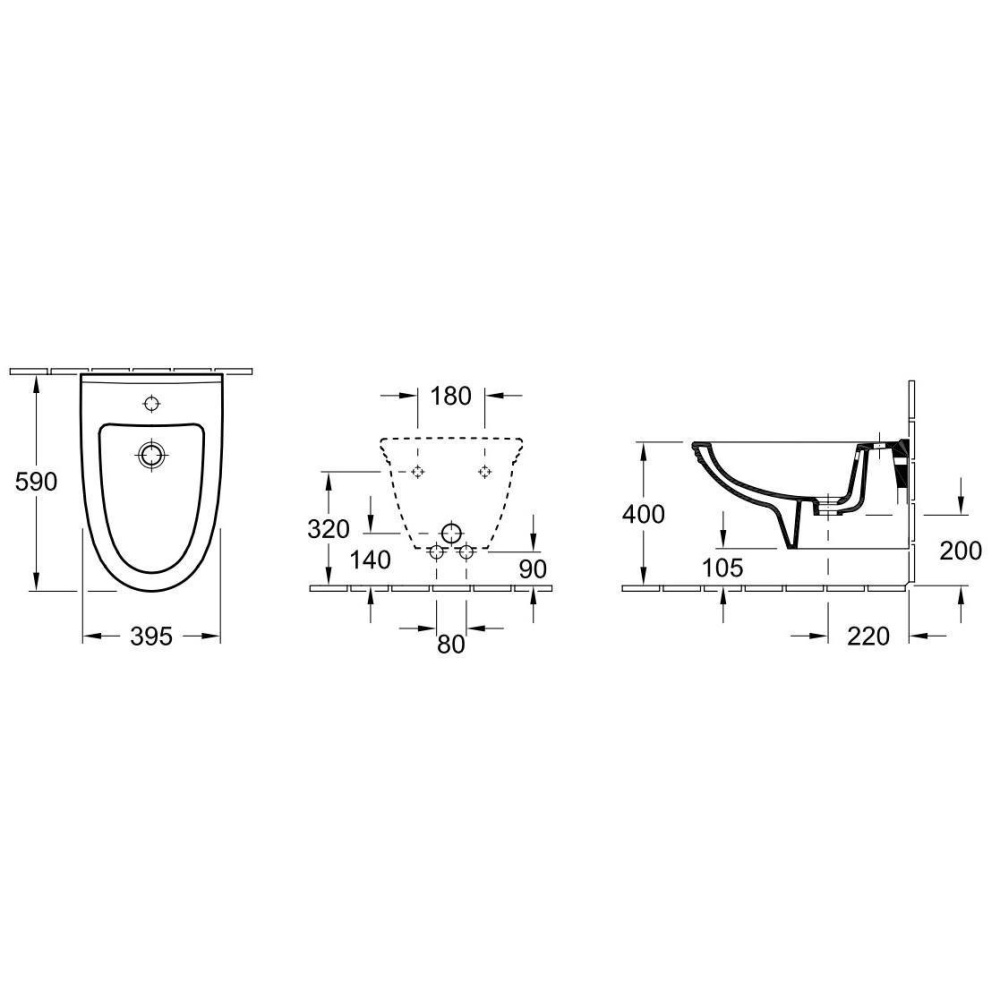 Биде подвесное 745300R2 VILLEROY&BOCH CENTURY